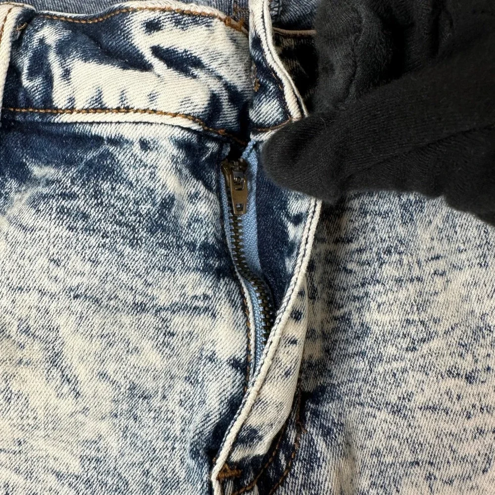 CJ Black Skinny Flex Jeans Mens Acid Wash Distressed Raw Hem 34x32 Grunge Punk